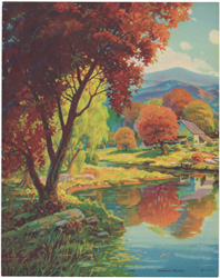 Vintage calendar art print of beautiful landscapes